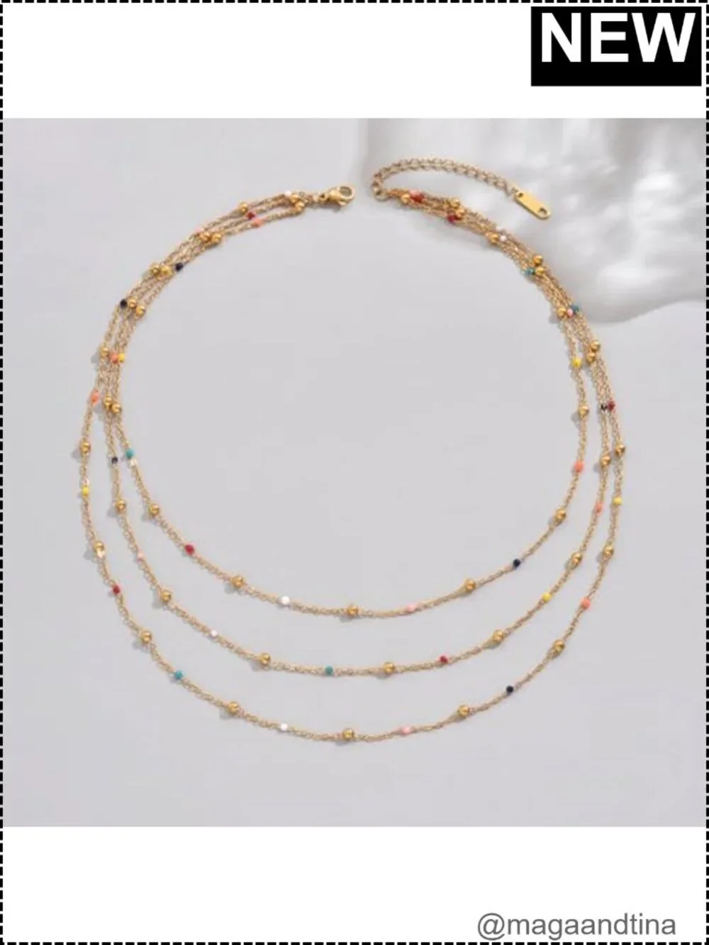18K Gold Plated Layered Chain Necklace Set for Women Dainty Stainless Steel